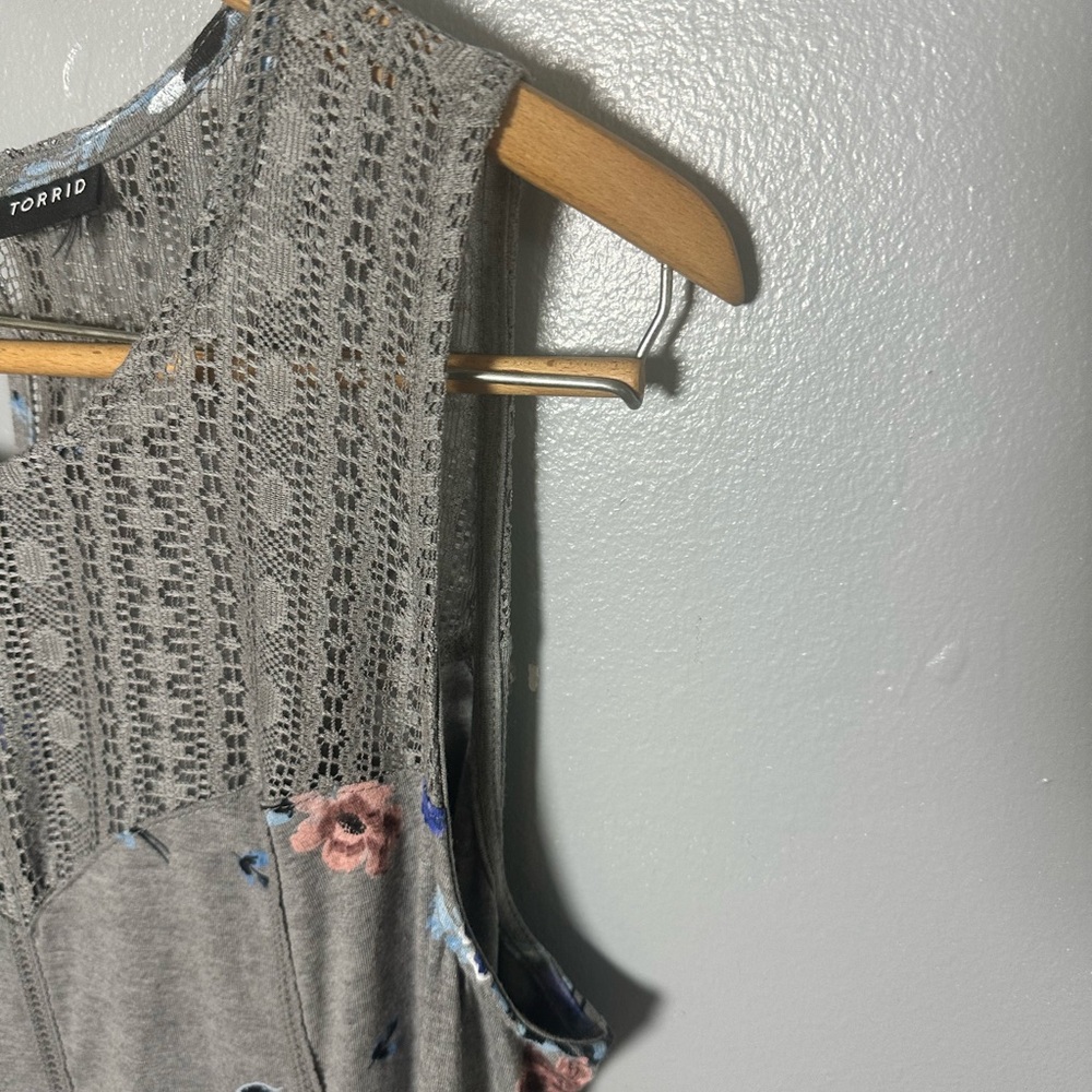 Torrid Gray Floral Midi Dress - Picture 9 of 9